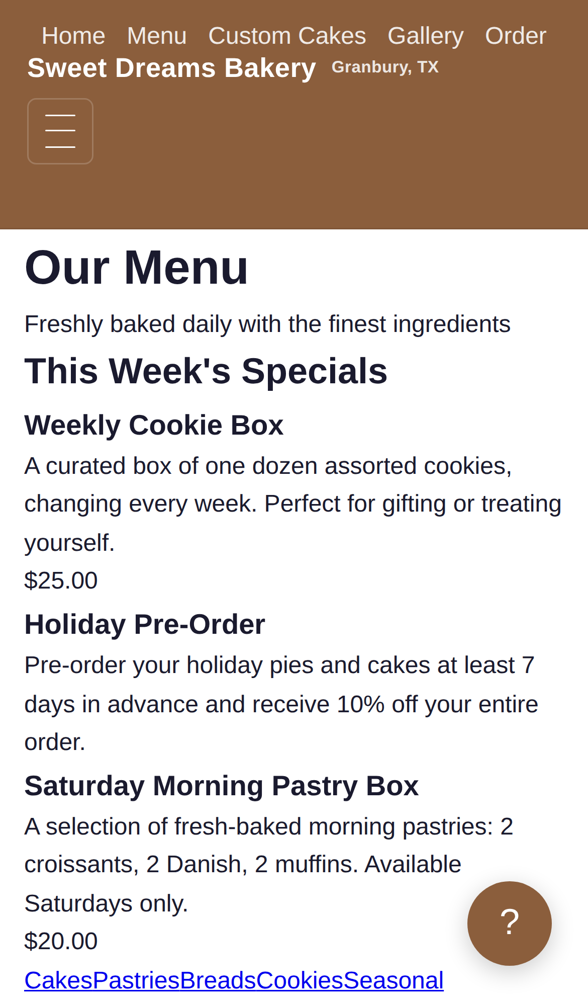 Bakery Demo mobile feature