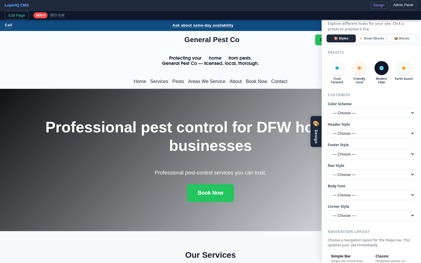 General Pest Co feature with design drawer